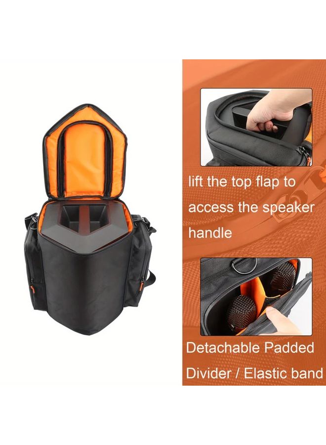 Durable Black Speaker Case With Metal Hook Zipper Multiple Compartments Travel Bag - Image 5